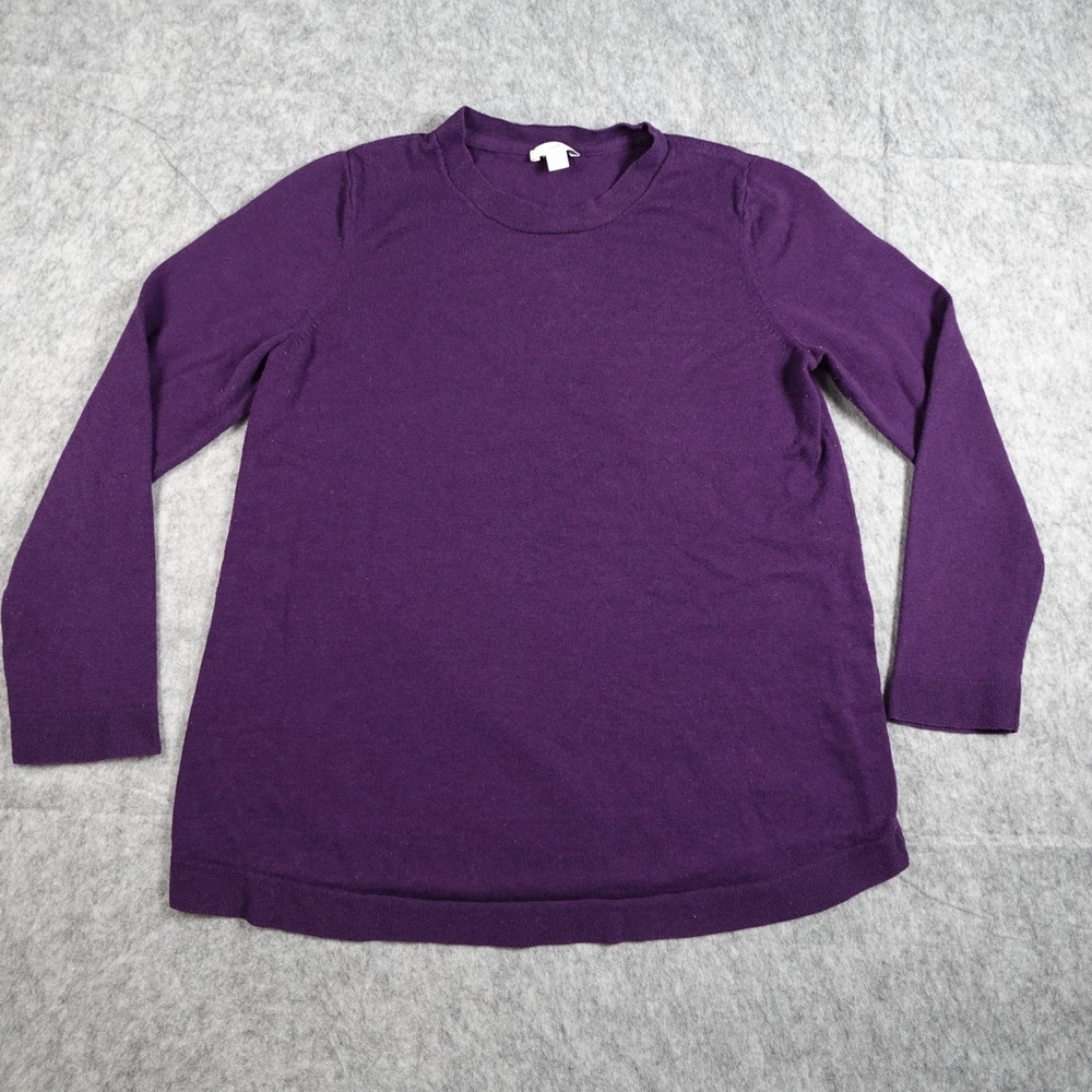 J Jill Sweater Women Small Purple Cotton Blend Long‎ Sleeve Crew Neck Pullover